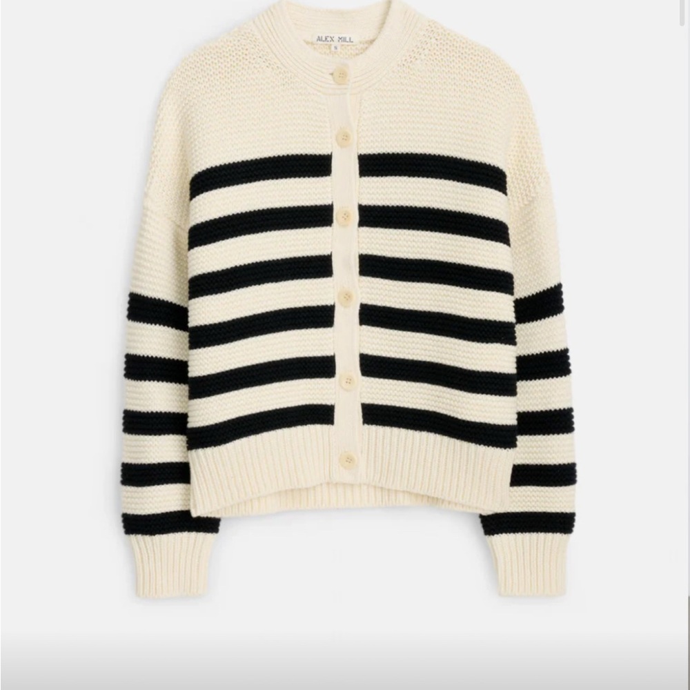 Alex Mill Cream and Black Striped Nico Knit Cardigan - Picture 4 of 9